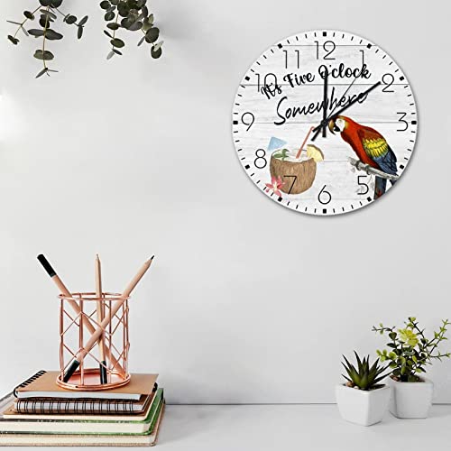 Horloge murale en bois décorative au design oiseau et fleurs