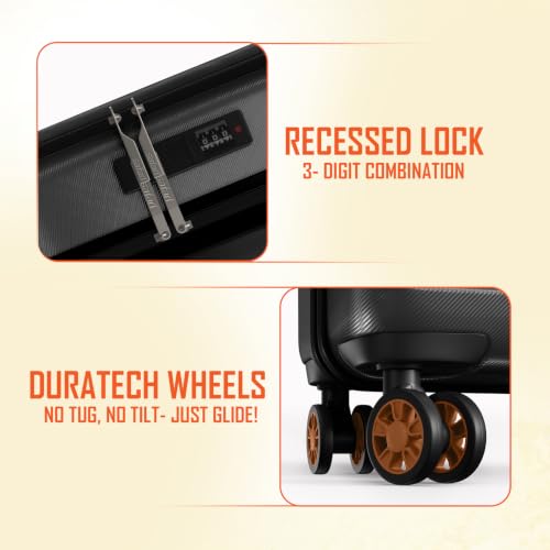Image of Safari Genius Cabin Trolley Bag with Laptop Compartment, Hardside Polycarbonate Small (55cm) Suitcase | 360 8 Wheel Spinner Travel Luggage| Recessed Combination Lock|Paradox| Gunmetal