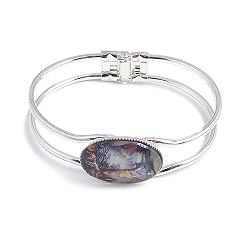 Image of LunarraStar Women Silver Plated Alice in Wonderland Bracelet The Cheshire Cat Bangle