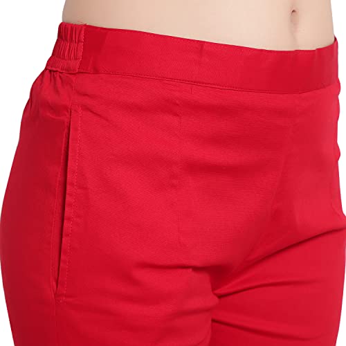 Image of BLUE STAR SHARK Stretchable Cotton Lycra Cigarette Pants | Versatile and Stylish Women's Pants | Comfortable Slim Jeggings | Ankle Length Straight Trousers for Office, Formal, Casual Wear