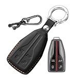 CZEMAM Premium Leather Car Key fob Cover for Hongqi HS3 HS5 2020 2021 2022