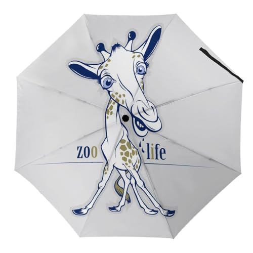 Parapluie pliant automatique compact de voyage motif pentagramme bicolore