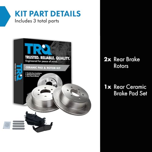 Image of TRQ Rear Ceramic Brake Pad and Rotor Set | For 05-11 Ford F-150 with 6 Lug Wheels 04 Ford F-150 11th Vin Digit F K N 6 Lug Wheels 06-08 Lincoln Mark LT