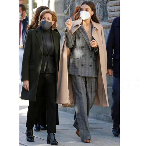 Women's Checked Suit Daily Homecoming Peak Lapel Double Breasted Buttons Two Pieces3