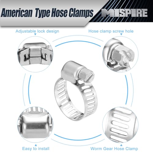 MISPIRE 130-152mm 12PCS Worm Gear Clamps, SAE 88 (5-1/8" to 6") Adjustable Perforated Hose Clamps, Stainless Steel for Plumbing, Garden Hose, Fuel Line, General Household by MISPIRE - Image 4