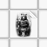 FoLIESEN Fliesenaufkleber - Klebefliesen zum Fliesen überkleben für Bad, Badezimmer, Gäste-WC - selbstklebende Fliesen - Bärchen beim Blättern, Fliese - Bild (BxH):15x15 cm - 3 Stück