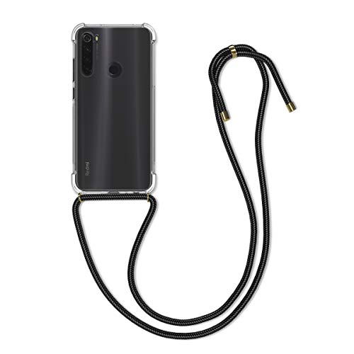kwmobile Funda con Cuerda Compatible con Xiaomi Redmi Note 8T - Carcasa Transparente de TPU con Cuerda para Colgar en el Cuello