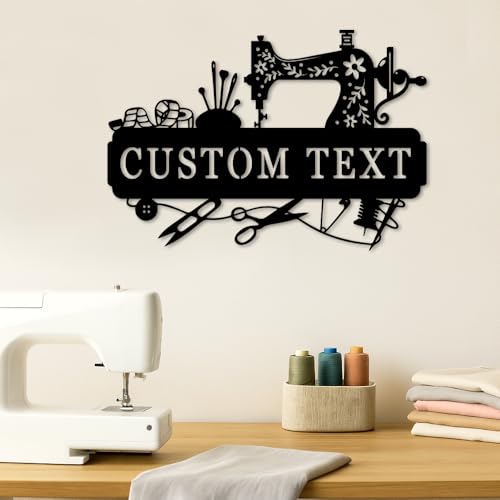 Custom Sewing Room Metal Sign, Personalized Sewing Machine Wall Art