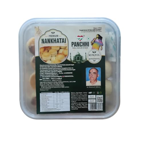 Image of Panchhi Nankhatai Biscuits 345 Gram Traditional Indian Shortbread Cookies Made with Pure Ghee Cardamom & Refined Wheat Flour Buttery Crumbly Texture Perfect Tea Time Snack for All Ages