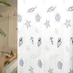 hzkais Shower Curtain, Mould Proof and Mildew Resistant Washable Bathroom Curtains, Shower Curtain for Bathroom, Bath Curtains with Hooks, 180 x 180 cm (71 x 71 Inch) (Shell)