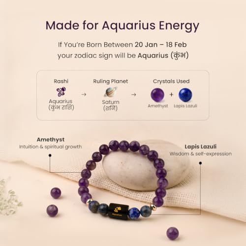 Image of Astrotalk Zodiac Crystal Bracelet | Balances Energy & Enhances Positivity | Certified Healing Crystals with Certificate | Astrology Bracelet for Man & Woman | Gift for Man & Woman