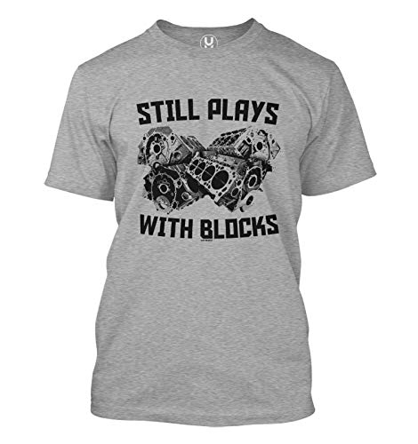 Still Plays with Blocks - Engine Horse Power Men's T-Shirt (Light Gray, Small)