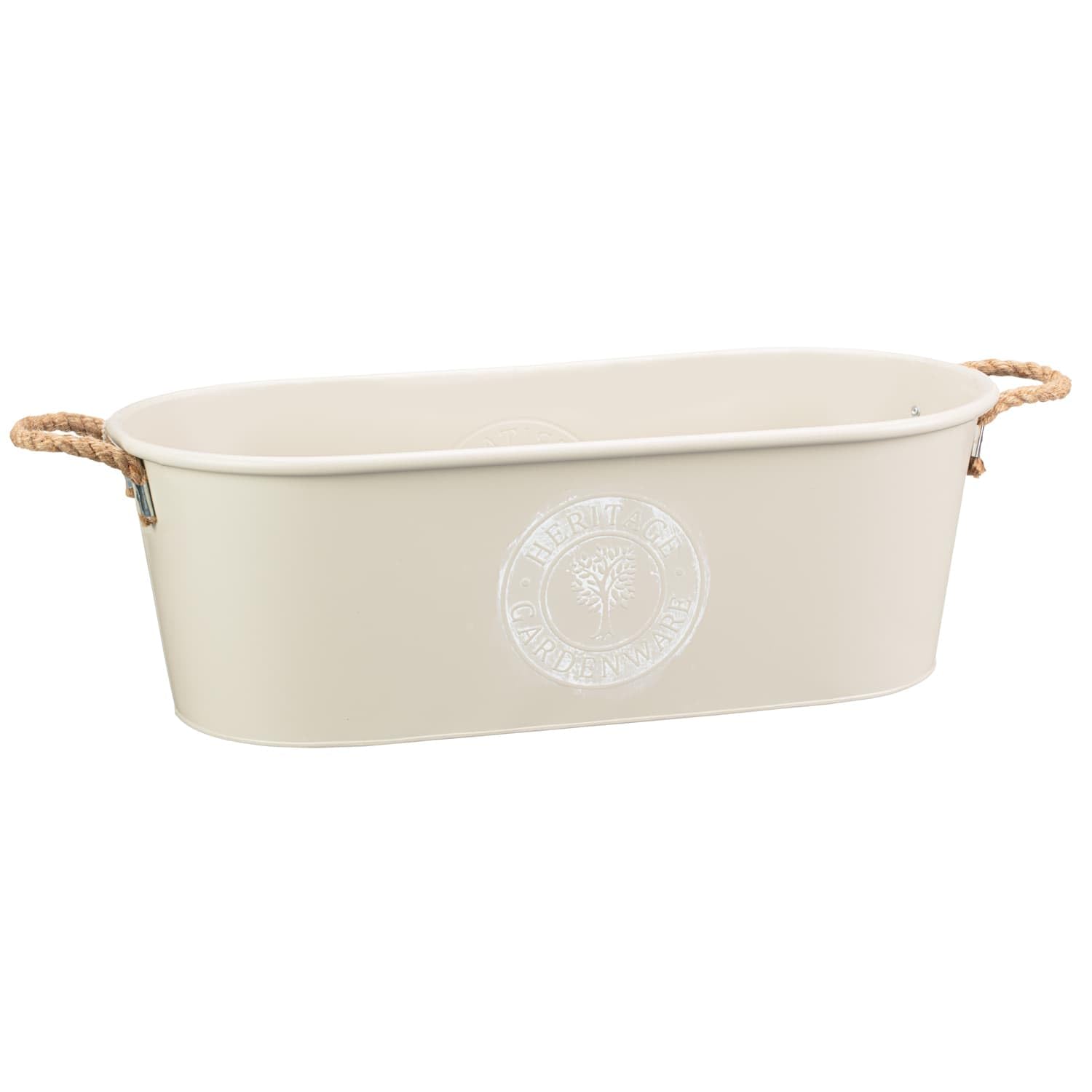 New Heritage Gardenware Galvanised Trough Planter With Rope Handles Plant Flower Pot Garden Decor