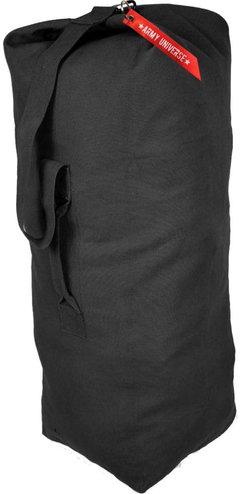 Top Load Heavyweight Cotton Canvas Tactical Military Duffle Bag Carryall Shoulder Storage Bulk Travel Bag, Black - 14