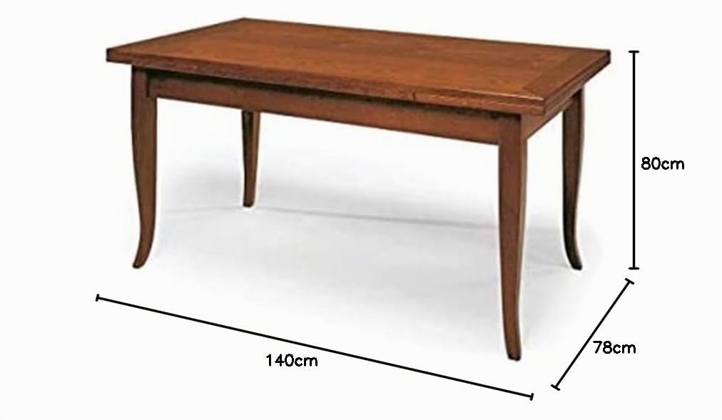 KONTE.DESIGN | Tavolo Allungabile 140×80 cm Santo Spirito - Estendibile fino a 220×80 cm | Tavolo da Pranzo in Legno con Gambe a Sciabola | Design Classico Made in Italy