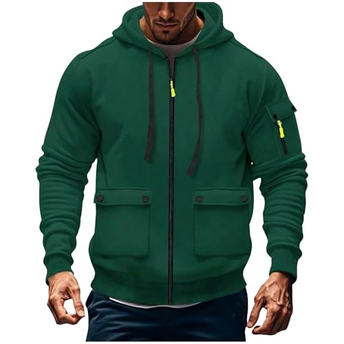 Hoodies for Men Zip Up Pullover Plus Size Tactical Sweatshirts Casual Long Sleeves Sweatshirt with Pockets