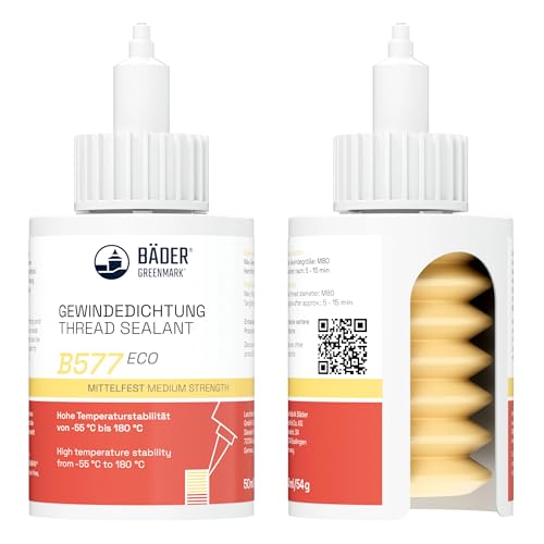 Bäder Gewindedichtung Mittelfest B577 Eco gelb - Gewindedichtmittel 50ml, Gewindekleber, Schrauben Dichtung, Gewindedichtung flüssig, Gewinde Dichtmittel, Gewinde Reparatur, Gewindedicht