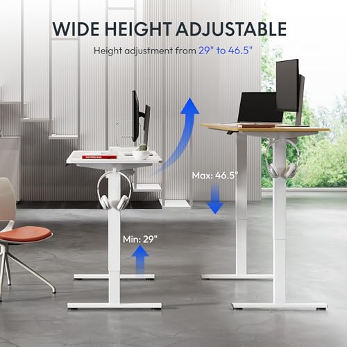 FLEXISPOT Standing Desk Electric Height Adjustable Desk with 48 x 24 Inches Splice Board, Ergonomic Memory Controller, Maple Top + White Frame — view 3