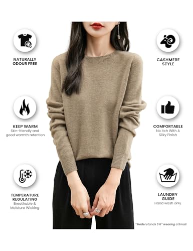 Chanyarn Women'S 100% Merino Wool Sweater 2024 Fall Pullover Crewneck Long Sleeve Seamless Knit Soft Cashmere Style Winter Warm Sweater  thumb #2