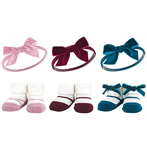 Image of Hudson Baby Girl's Headband and Socks Giftset