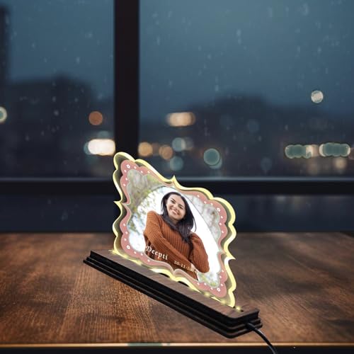 Image of Brown Cloud Personalized Name Photo LED Night Lamp Customized Gift for Men Women Husband Wife Girlfriend Boyfriend Birthday Marriage Anniversary Festivals Decoration(LED USB NL AO 001)(D12)