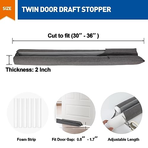 MAGZO Under Door Draft Stopper 3036 Inch Twin Noise Blocker Adjustable Draft