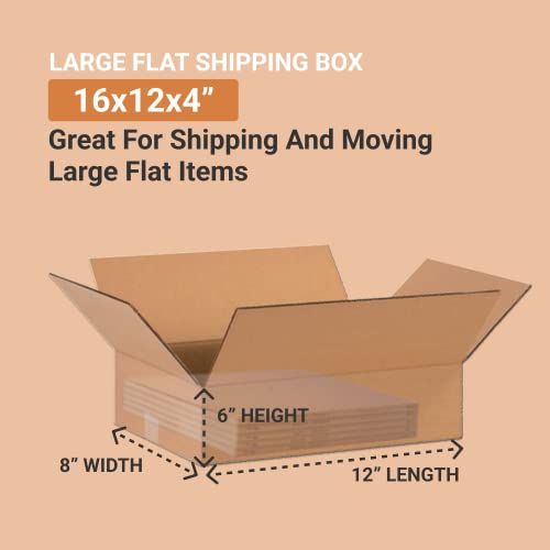 Aviditi 16 X 12 X 4 Corrugated Cardboard Boxes, Flat 16"L X 12"W X 4"H, Pack Of 25 | Shipping, Packaging, Moving, Storage Box For Home Or Business, Strong Wholesale Bulk Boxes #TOP1