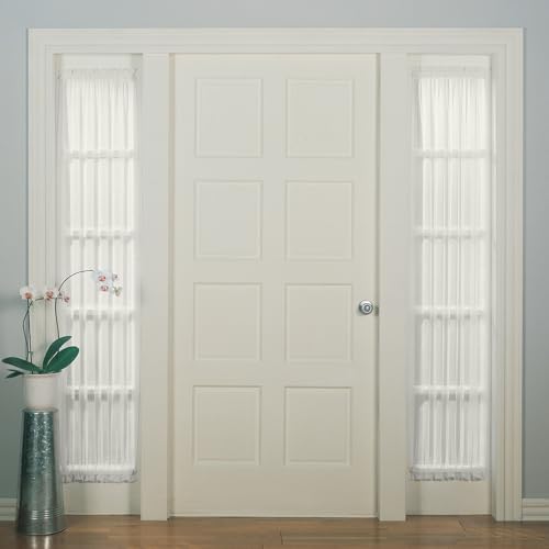 Image of No. 918 Emily Sheer Voile Rod Pocket Door Sidelight Curtain Panel, 28 inch x 72 inch, Eggshell