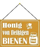 Qualität Made in Germany FS Imker Honig von fleißigen Bienen Blechschild Schild gewölbt Metal Sign 20 x 30 cm mit Kordel