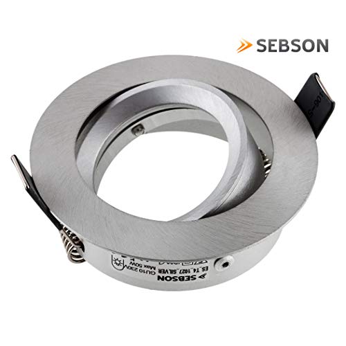 SEBSON Gehäuse für Einbaustrahler mit GU10 Fassung LED Halogen 230V - Schwenkbarer Einbaurahmen, Lochdurchmesser 75mm (min. 73mm, max. 77mm) für Deckenbeleuchtung - 12er Set