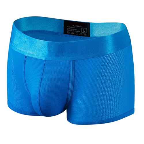 Faringoto Boxer Sexy pour Homme, en Soie de Glace, Tissu Respirant, séchage Rapide, Short de Sport, Bleu, M