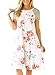 HOTAPEI Women's Casual Short Sleeve A-line Loose T-shirt Dresses Floral Shift Dress Ivory X-Large