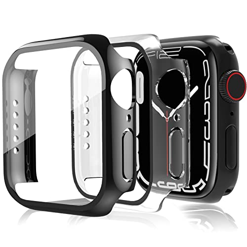 Gicrel 2 Pièces Coque Compatible avec Apple Watch Serie 7   Serie 8 41mm Protection Écran, HD Clear Case de Protection en Verre Trempé Intégré pour iWatch