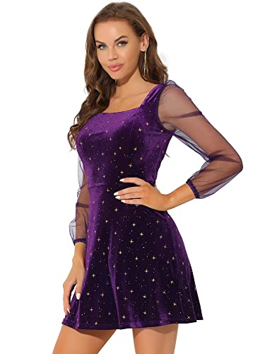 Robe métallique en maille de velours pailleté Allegra K Premium