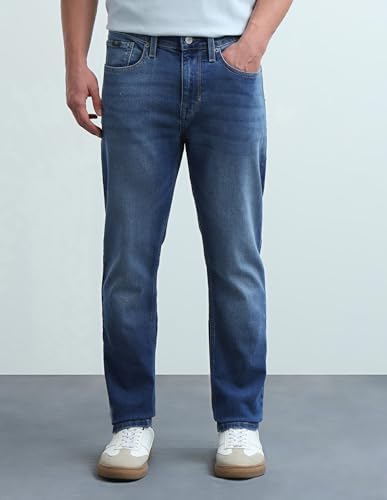 Image of Flying Machine Men's Slim Tapered Fit Jeans| Solid | Mid Rise | Stretchable | Jeans for Man