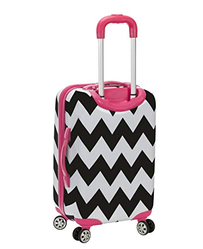 Image of Rockland Safari Hardside Spinner Wheel Luggage, Carry-on 20 inch, Pink Chevron