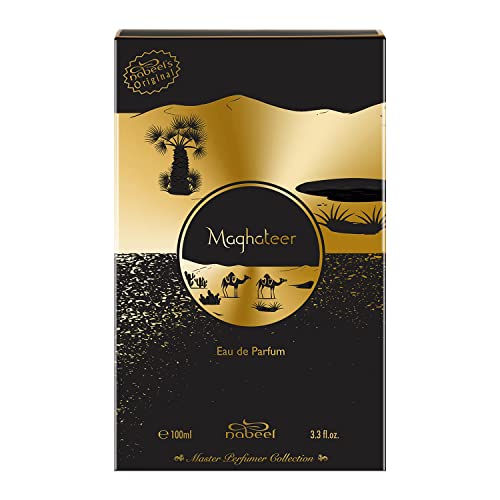 Image of Nabeel Maghateer Oud Perfume for Men | Woody Leather Oriental Eau De Parfum | Strong Long Lasting Arabic Fragrance | Spicy Rose, Sandalwood & Amber Base | 100ml