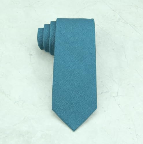 Image of Mens Solid Linen Ties - Regular Width Pattern Necktie for Men