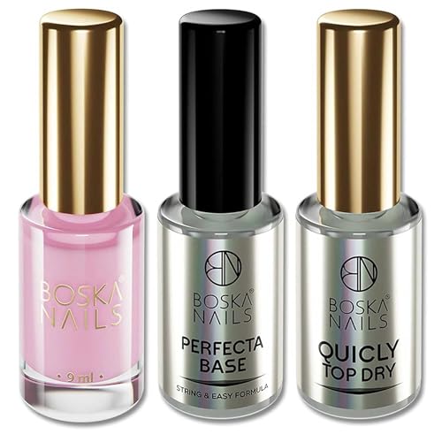 Boska Nails Set de manicura con esmalte base Franesa N.º 662 Quicly Top Dry 9 ml Base y Top Coat para esmaltes clásicos Cuidado de uñas Base Coat Top Coat