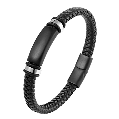 Bracelets bijoux rétro noir tissé homme en corde de cuir souple