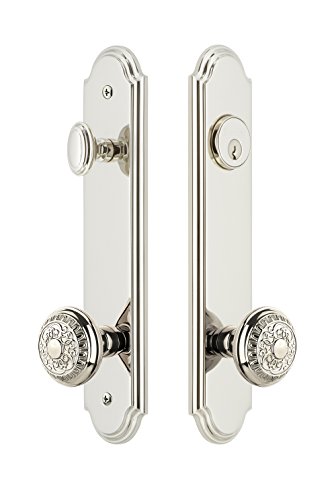 Grandeur Hardware 839837 Arc Tall Plate Complete Entry Set with Windsor Knob, Backset Size - 2.375", Polished Nickel by Grandeur - Image 2
