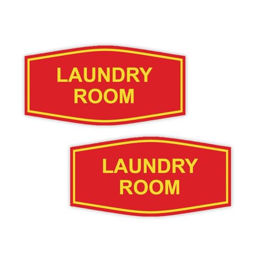 Fancy Laundry Room Sign (Red/Yellow) - Large 2 Pack