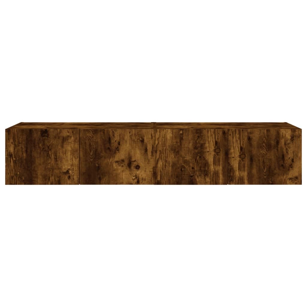 Muebles TV Muebles Comedor Armario cocinaMuebles TV de Pared Luces LED 2 uds Roble Ahumado 80x35x31 cm