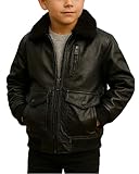 URBAN REPUBLIC Boys Leather Jacket - Full Zip Up Insulated Faux Leather Bomber Jacket for Boys with Sherpa Collar (8-20), Size 8, Black