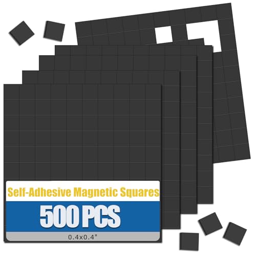 500 Pièces Aimant Autocollant, 10x10mm Plaque Aimantée Adhésive, Plaquettes Magnétiques Autocollantes, Petit Aimant a Coller Plat pour École, Bureau,...