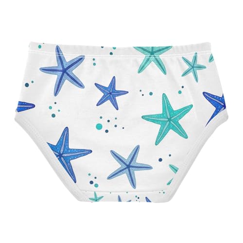 Blue Teal Starfish Girl Underwear, Toddler Panties, Cotton Girls Underwear, 2–8 Years2