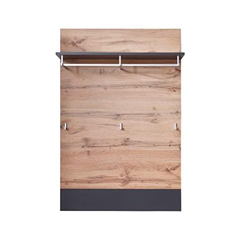 Furnline Wardrobe Clothes Panel With Shelf, Hanging Rail And Dressing Buttons, Coast, Wotan Oak Nb Dismissal Gray, 84 x 128 x 25 cm Cover