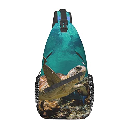 Sac de poitrine pour randonnée et camping au motif tortue de mer pour homme et femme