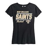 Team Fan Apparel NFL Gameday Women's Relaxed Fit T-Shirt - Rib Neck Contour - Tagless Short Sleeve Tee - Stay Cool & Stylish (New Orleans Saints - Black, XX-Large)