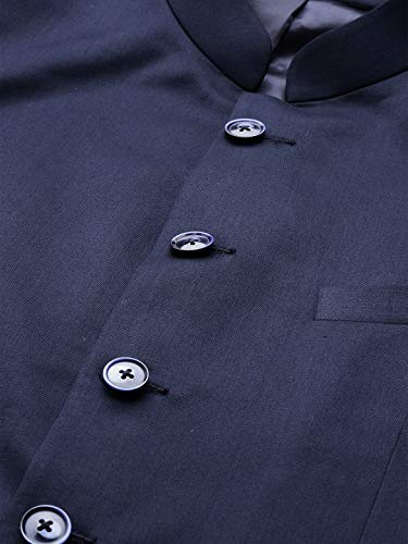 Image of MANQ Men Beige Solid Slim Fit Bandhgala Suit